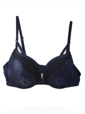 Maidenform Blue Black Lace Padded Underwire Bra 34D